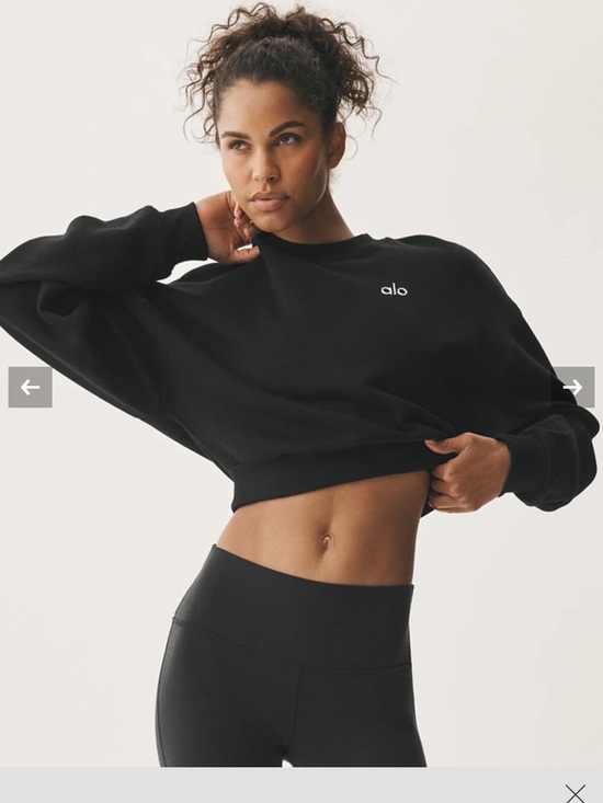 ALO Yoga Tops - ALO Yoga Black Cropped Crew Sweatshirt
